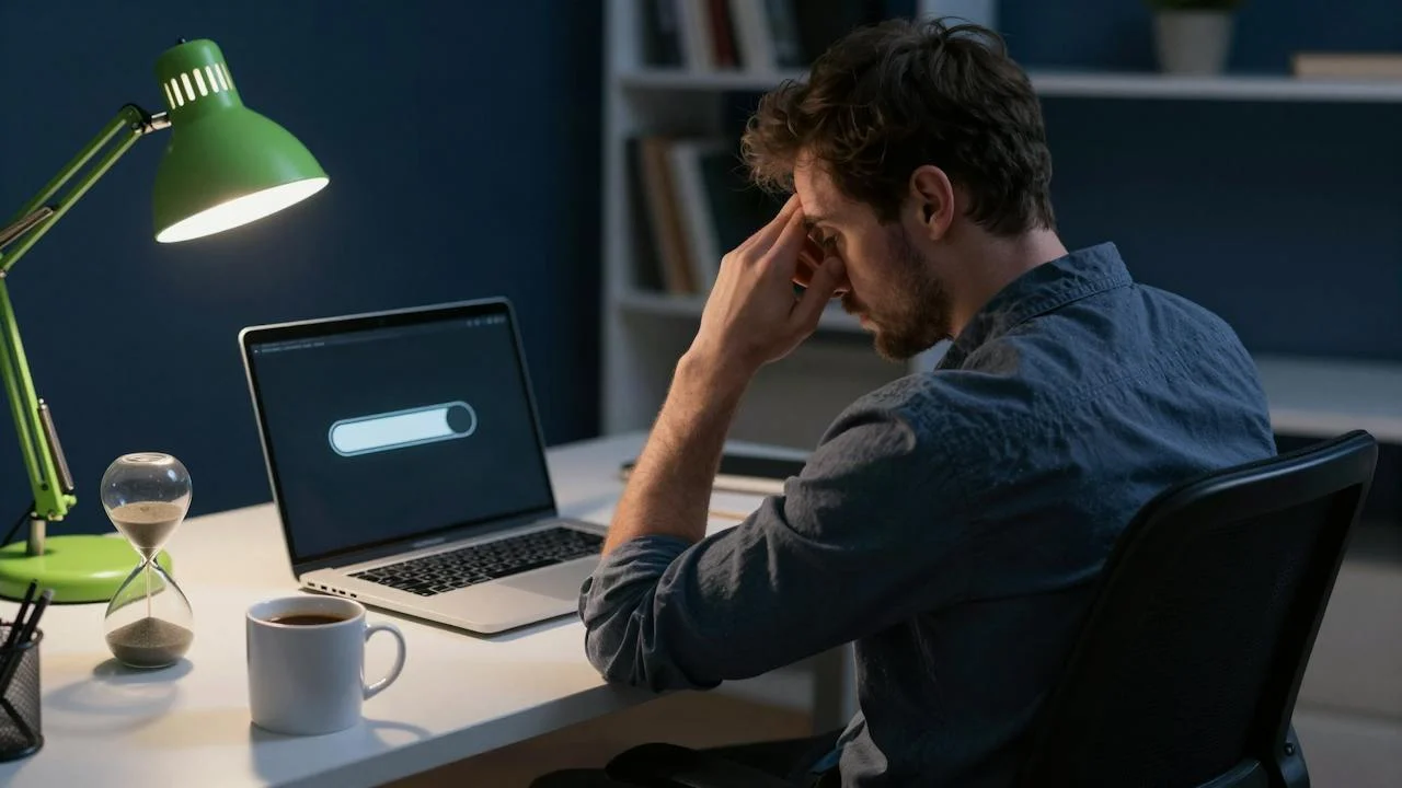 Elementor-Editor hängt im Ladebildschirm auf einem Laptop