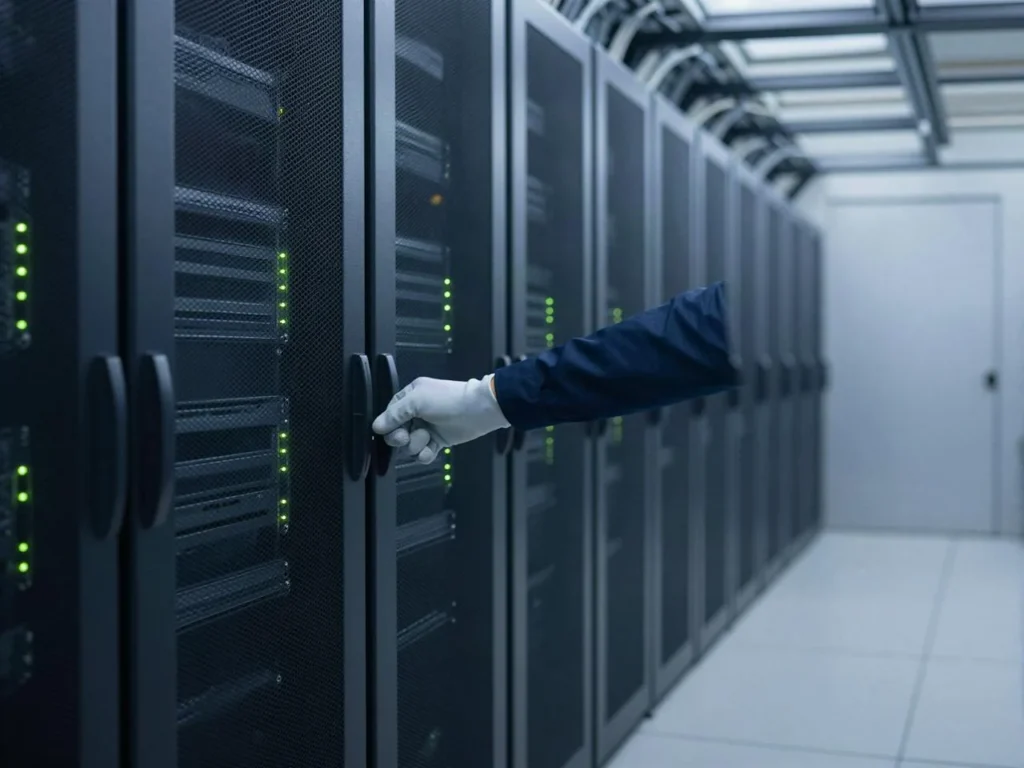 Serverschränke in einem Rechenzentrum in der EU